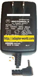 Motorola SPN4474A AC Adapter 7VDC 300mA Cell Phone Power Supply