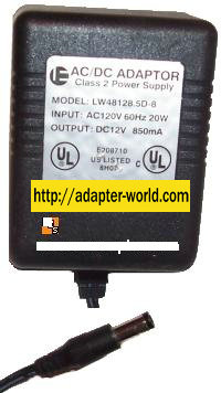 IE LW48128.5D-8 AC ADAPTER 12V DC 850mA CLASS 2 POWER SUPPLY Tra