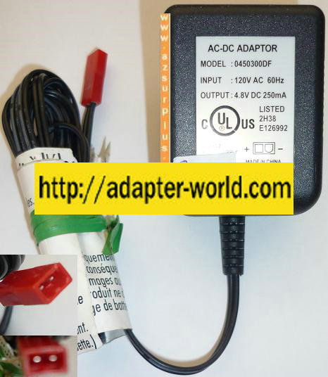 0450500DF AC ADAPTER 4.8VDC 250mA NEW 2PIN CLASS 2 POWER SUPPLY