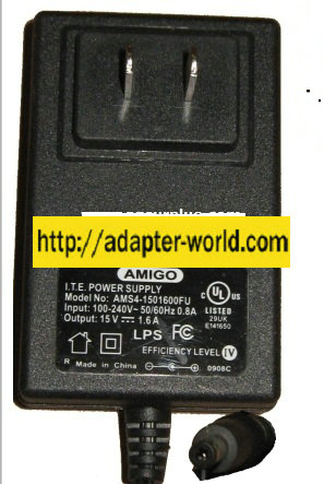 AMIGO AMS4-1501600FU AC ADAPTER 15VDC 1.6A -( ) 1.7x4.7mm 100-24 - Click Image to Close