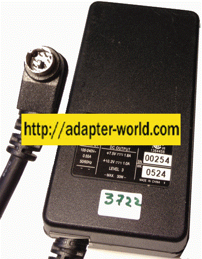 AP ACRO Power AXS24D-66/D7 AC ADAPTER 7.5VDC 1.8A 10.2V 1A 6Pin - Click Image to Close