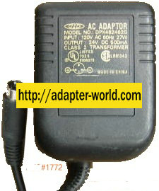 CHD DPX482462G AC ADAPTER 24VDC 0.5A 3Pin 9mm Mini din POWER SUP - Click Image to Close