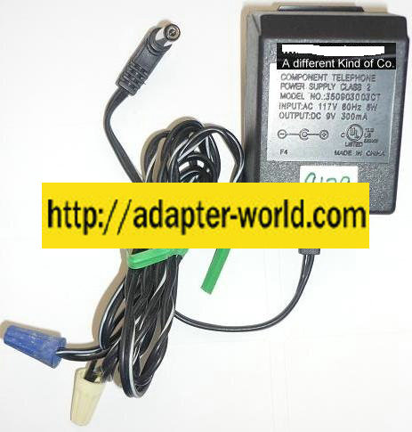 COMPONENT TELEPHONE 350903003CT AC ADAPTER 9VDC 300mA NEW -( )