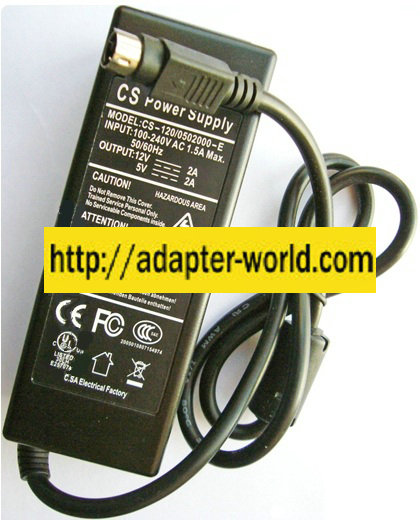 CS CS-120/0502000-E AC ADAPTER 12V 5VDC 2A 4Pin NEW Power Supp - Click Image to Close
