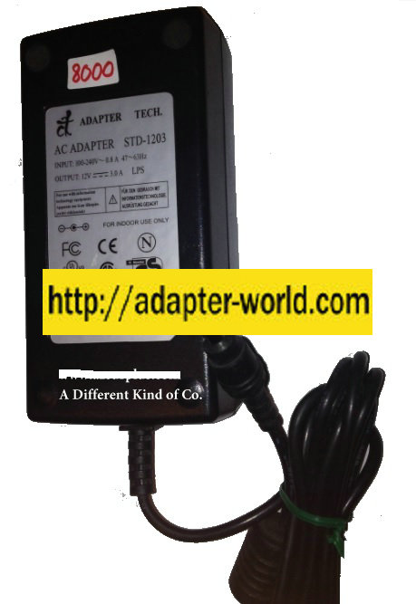 CT STD-1203 AC ADAPTER -( ) 12VDC 3A NEW -( ) 2.5x5.4mm Straigh - Click Image to Close