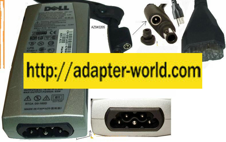 DELL HP-AF065B83 OW5420 AC ADAPTER 19.5VDC 3.34A 65W LAPTOP POWE - Click Image to Close