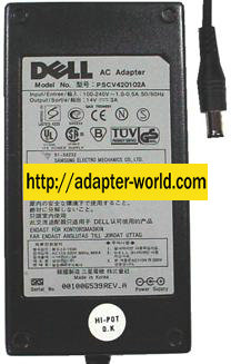 DELL PSCV420102A AC ADAPTER 14V 3A POWER SUPPLY FOR MONITOR - Click Image to Close