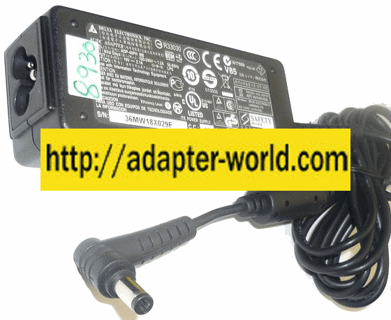 DELTA ADP-40PH BB AC ADAPTER 19VDC 2.1A NEW -( ) 1.5x5.5mm 90 ° - Click Image to Close
