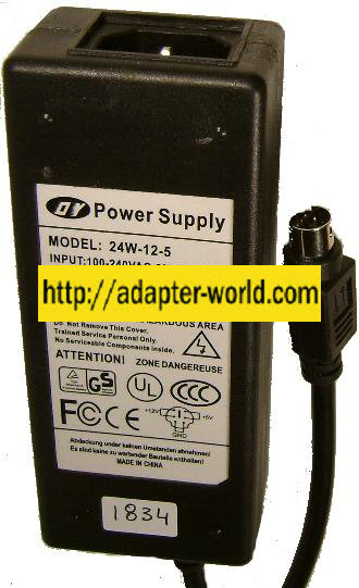 DY 24W-12-5 AC DC Adapter 5V 12V 1.5A 6Pin Mini Din DUAL VOLTAGE - Click Image to Close