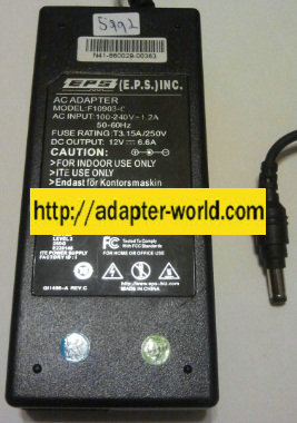 EPS F10903-0 AC ADAPTER 12VDC 6.6A NEW -( )- 2.5x5.5mm 100-240V - Click Image to Close
