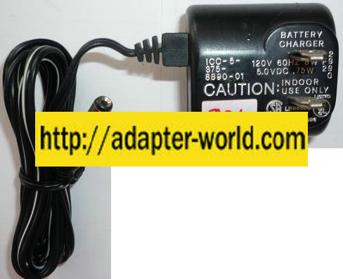 ICC-5-375-8890-01 AC ADAPTER 5VDC .75W NEW -( ) 2x5.5mm BATTER - Click Image to Close