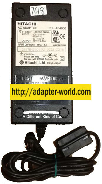 HITACHI PC-AP4800 AC ADAPTER 19VDC 2.37A New -( )- 1.9 x 2.7 x - Click Image to Close