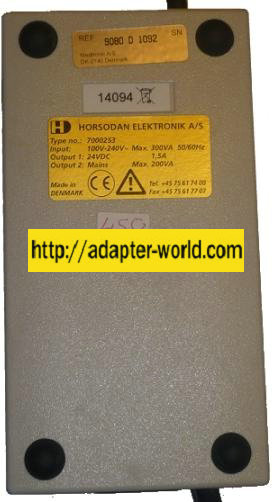 HORSODAN 7000253 AC ADAPTER 24VDC 1.5A Power Supply Medical Equi