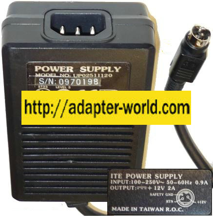 I.T.E. POWER SUPPLY UP02511120 12VDC 2A 3Pin 10mm Mini Din AC AD
