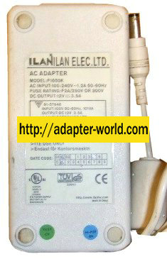 ILAN F1650K AC ADAPTER 12V DC 3.5A ( )- 2x5.5mm POWER SUPPLY cen - Click Image to Close