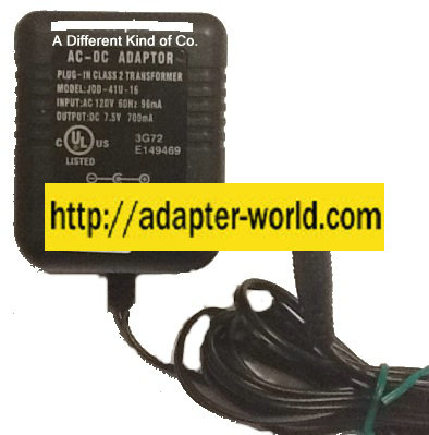 J0D-41U-16 AC ADAPTER 7.5VDC 700mA New -( )- 1.2 x 3.4 x 7.2 mm