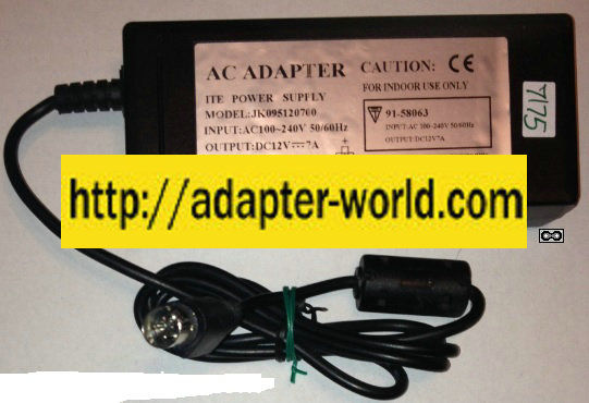 JK095120700 AC ADAPTER 12VDC 7A New 4 Pin Mini Din ITE Power Su - Click Image to Close