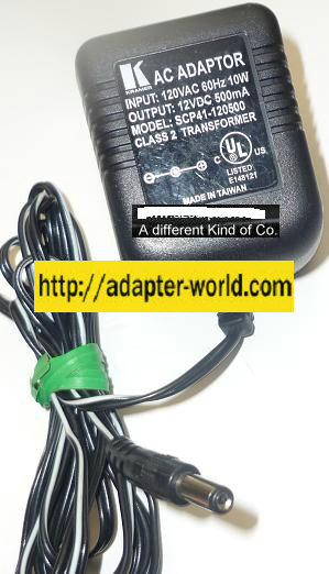 KRAMER SCP41-120500 AC ADAPTER 12VDC 500mA 5.4VA NEW -( ) 2x5.5