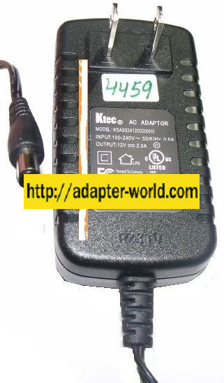 KTEC KSAS0241200200HU AC ADAPTER 12VDC 2A -( )- 2x5.5mm SWITCHIN - Click Image to Close