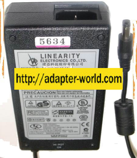 LINEARITY LAD6019AB4 AC ADAPTER 12Vdc 4A -( )- 2.5x5.5mm 100-24 - Click Image to Close