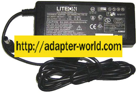 LITE-ON PA-1700-02 AC ADAPTER 19VDC 3.42A NEW 2x5.5mm 90 DEGR - Click Image to Close