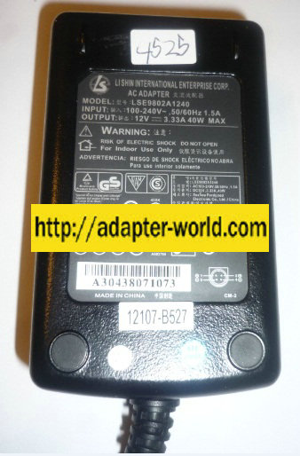 Li Shin LSE9802A1240 AC Adapter 12V 3.3A 40W POWER SUPPLY 4 pin - Click Image to Close