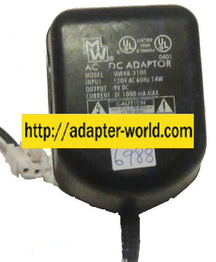 MW MW48-9100 AC DC ADAPTER 9VDC 1000mA New 3 Pin Molex Power Su - Click Image to Close