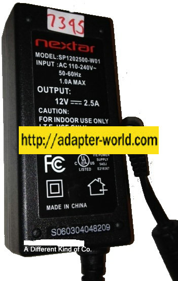 NEXTAR SP1202500-W01 AC ADAPTER 12VDC 2.5A New -( )- 4.5 x 6 x - Click Image to Close