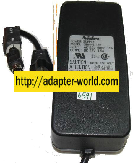 NIDEC SRA-2718B AC ADAPTER 18V 1.5A POWER SUPPLY - Click Image to Close