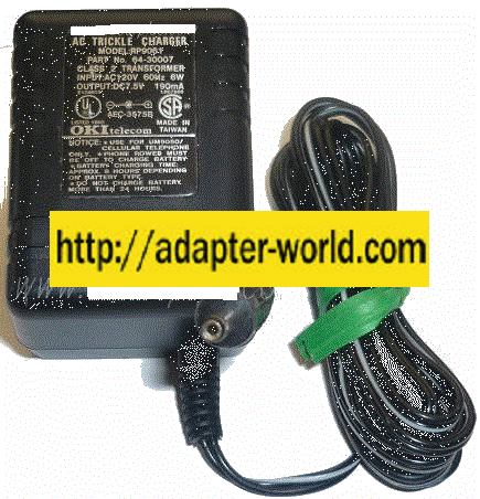 OKI TELECOM RP9061 AC ADAPTER 7.5VDC 190mA NEW -( ) 1.5x3.5mm R - Click Image to Close