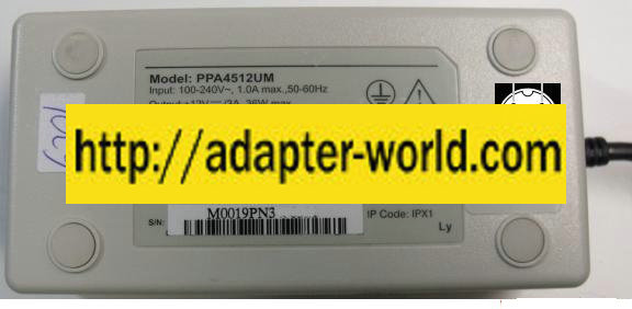 PPA4512UM AC ADAPTER 12VDC 3A 36W NEW 4 Pin Mini Din 9mm POWER - Click Image to Close
