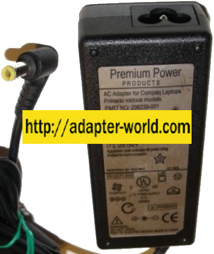 PREMIUM POWER 298239-001 AC ADAPTER 19V 3.42A NEW 2.5 x 5.4 x 1 - Click Image to Close