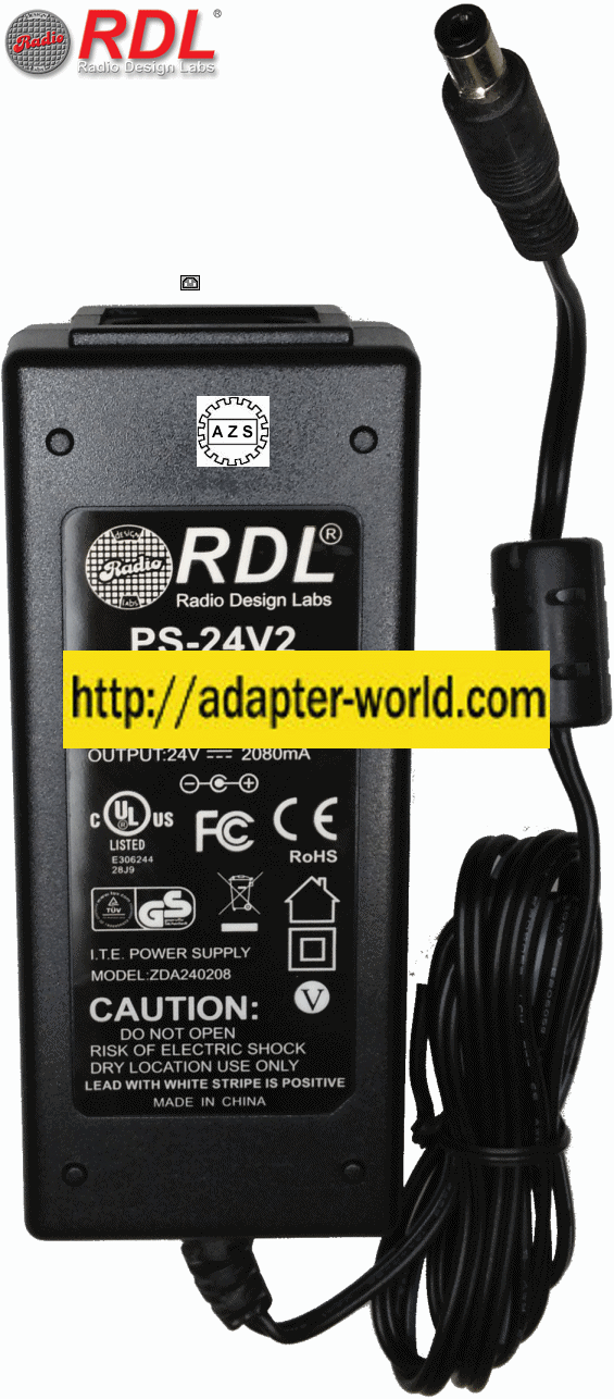 RDL ZDA240208 AC Adapter 24vdc 2A -( ) 2.5x5.5mm New 100-240vac - Click Image to Close
