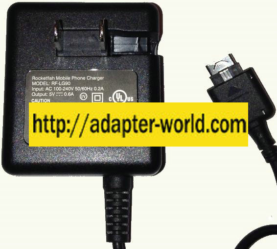 Rocketfish RF-LG90 Ac Adapter 5V DC 0.6A New USB Connector Swi - Click Image to Close