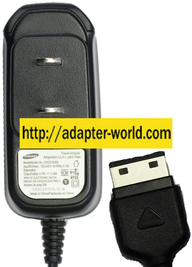 SAMSUNG ATADS30JBS AC ADAPTER 4.75VDC 0.55A NEW CELL PHONE TRAV - Click Image to Close