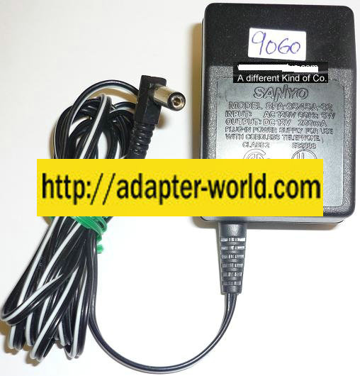 SANYO SPA-3545A-82 AC ADAPTER 12VDC 200mA NEW (-) 2x5.5x13mm 9 - Click Image to Close
