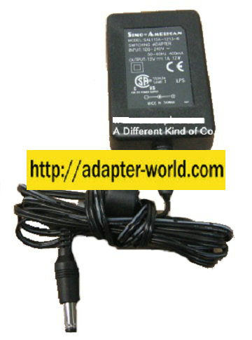SINO-AMERICAN SAL115A-1213-6 AC ADAPTER 12VDC 1A -( ) New 2x5.5 - Click Image to Close