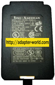 SINO-AMERICAN SAL124A-1220V-6 AC ADAPTER 12VDC 1.66A 19.92W NEW - Click Image to Close