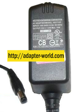 SOLYTECH AD1712C AC ADAPTER 12Vdc 1.25A 2x5.5mm New 100-240vac - Click Image to Close