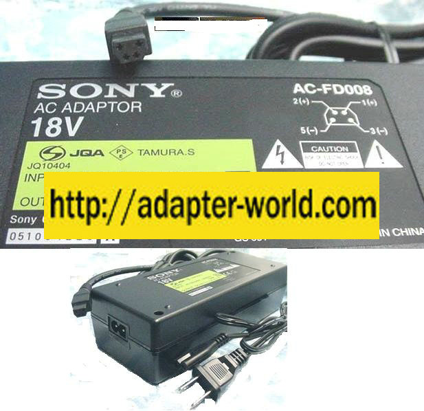 SONY AC-FD008 AC ADAPTER 18V 6.11A 4 PIN FEMALE CONECTOR