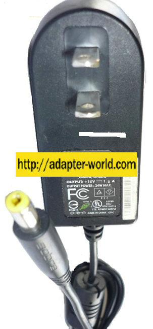 SUNNY SYS1308-2415-W2 AC ADAPTER 15VDC 1A -( ) New 2.3x5.4mm St