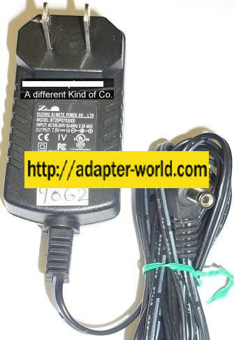 SUZHOU BT25P070300 AC ADAPTER 7.5VDC 1A NEW -( ) 2x5.5x11mm 90 ° - Click Image to Close