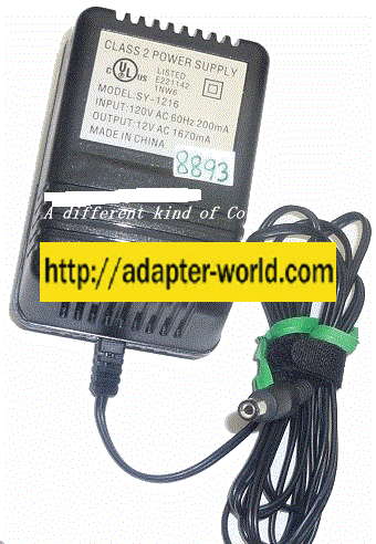 SY-1216 AC ADAPTER 12VAC 1670mA NEW ~(~) 2x5.5x10mm ROUND BARRE - Click Image to Close