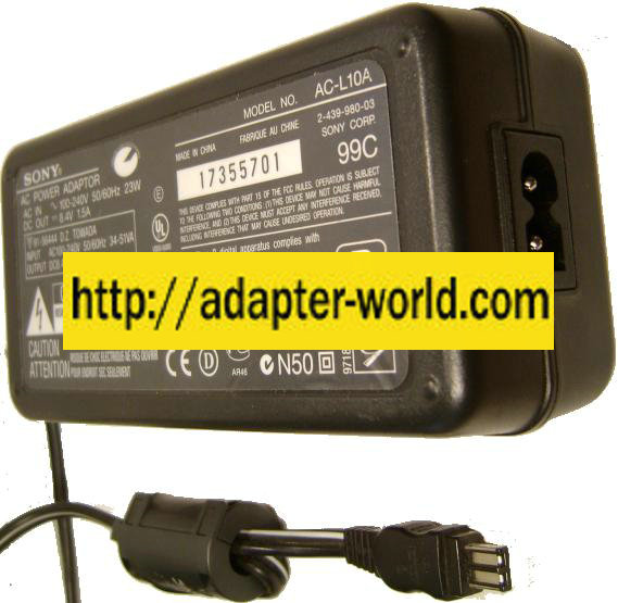 SONY AC-L10A AC DC ADAPTER 8.4V 1.5A Charger POWER SUPPLY CD200 - Click Image to Close