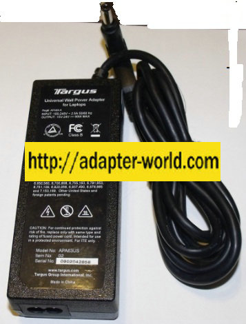 TARGUS APA63US AC ADAPTER 15V-24V 90W POWER SUPPLY UNIVERSAL USE - Click Image to Close