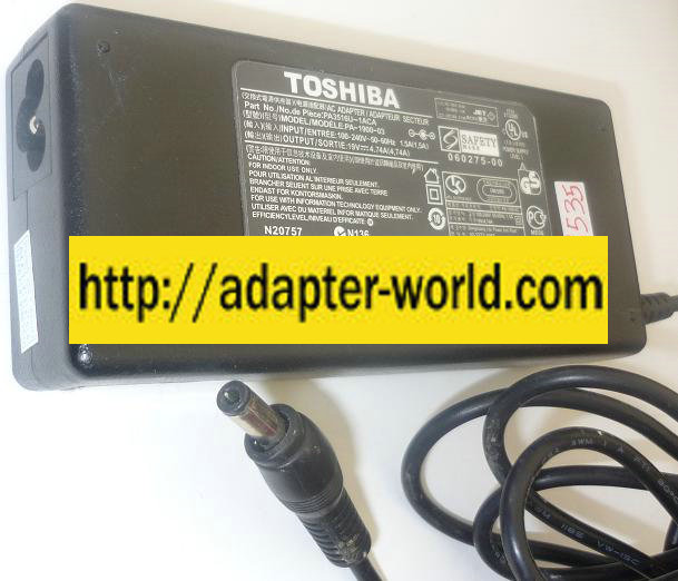 TOSHIBA PA-1900-03 AC ADAPTER NEW -( ) 19VDC 4.74A 2.5x5.5mm LA - Click Image to Close
