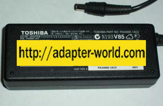 TOSHIBA SADP-75PB B AC ADAPTER 15VDC 5A PA3469E-1AC3 - Click Image to Close