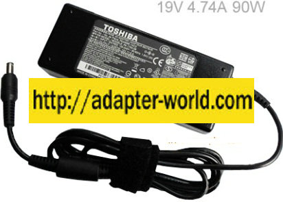 TOSHIBA PA-1900-23 AC ADAPTER 19VDC 4.74A -( ) 2.5x5.5mm 90W 100 - Click Image to Close