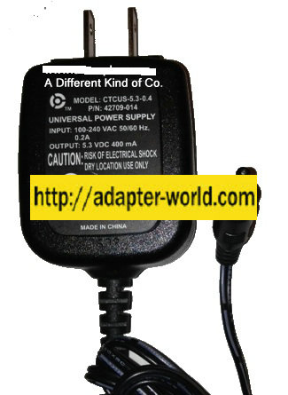 Universal Power Supply CTCUS-5.3-0.4 AC ADAPTER 5.3VDC 400mA Use - Click Image to Close