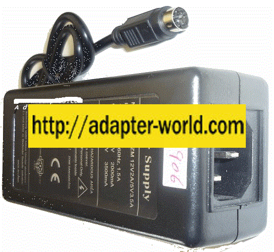 WLXZM AC ADAPTER 12VDC 2A 5VDC 3.5A 6Pin 9mm Male New POWER Su